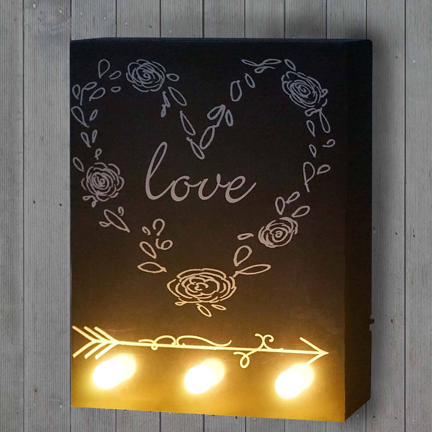 Mendler LED-Bulb Bild Leuchtbild, Wandbild 25x20cm, Love 57089