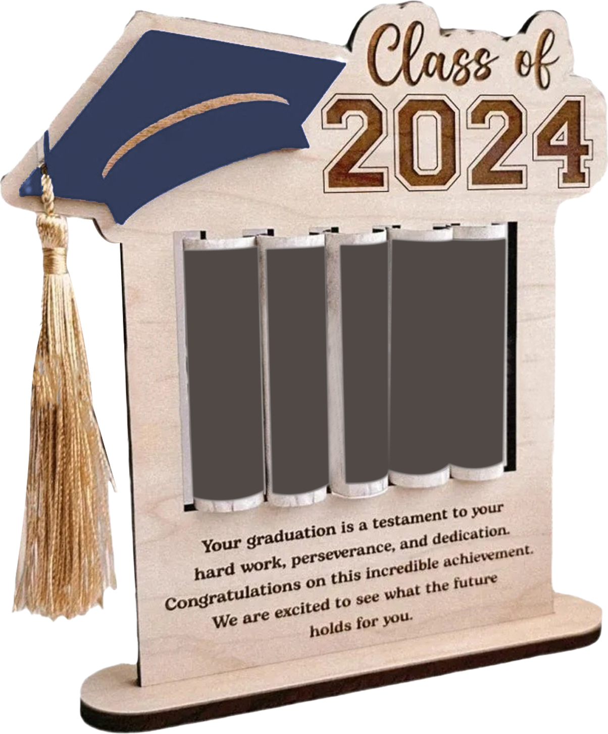 Bremen Geldhalter für die Abschlussfeier 2024 mit Quaste, Bachelor-Form, Geld-Organizer, Kuchen, Holz, Bargeld, Abschlussfeier-Zubehör, Blau 4051271