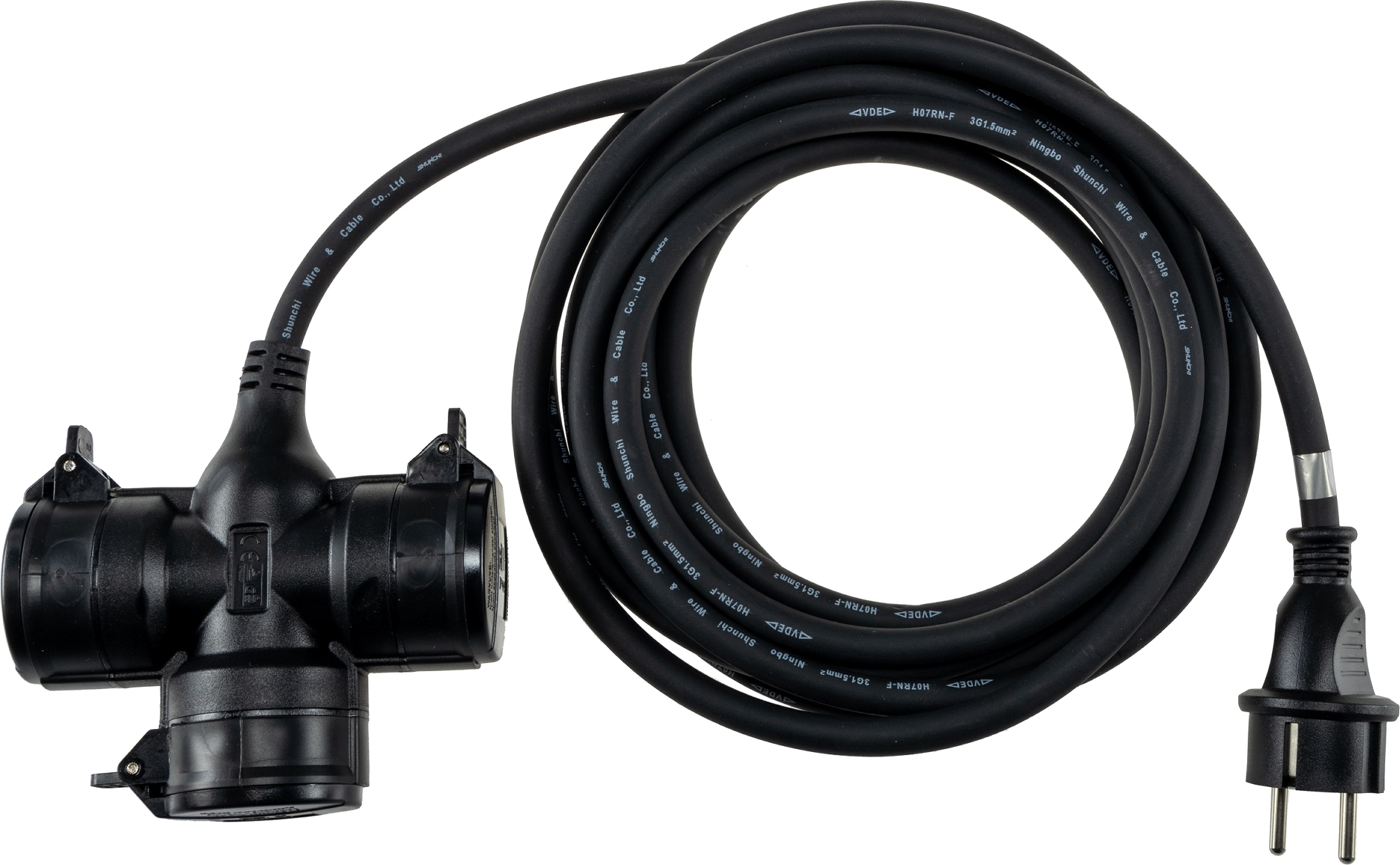 Zenitech Stromkabel 16A 3G1,5 – 2 Meter Schwarz Mit EU-Stecker Für Geräte Bis 3680W
