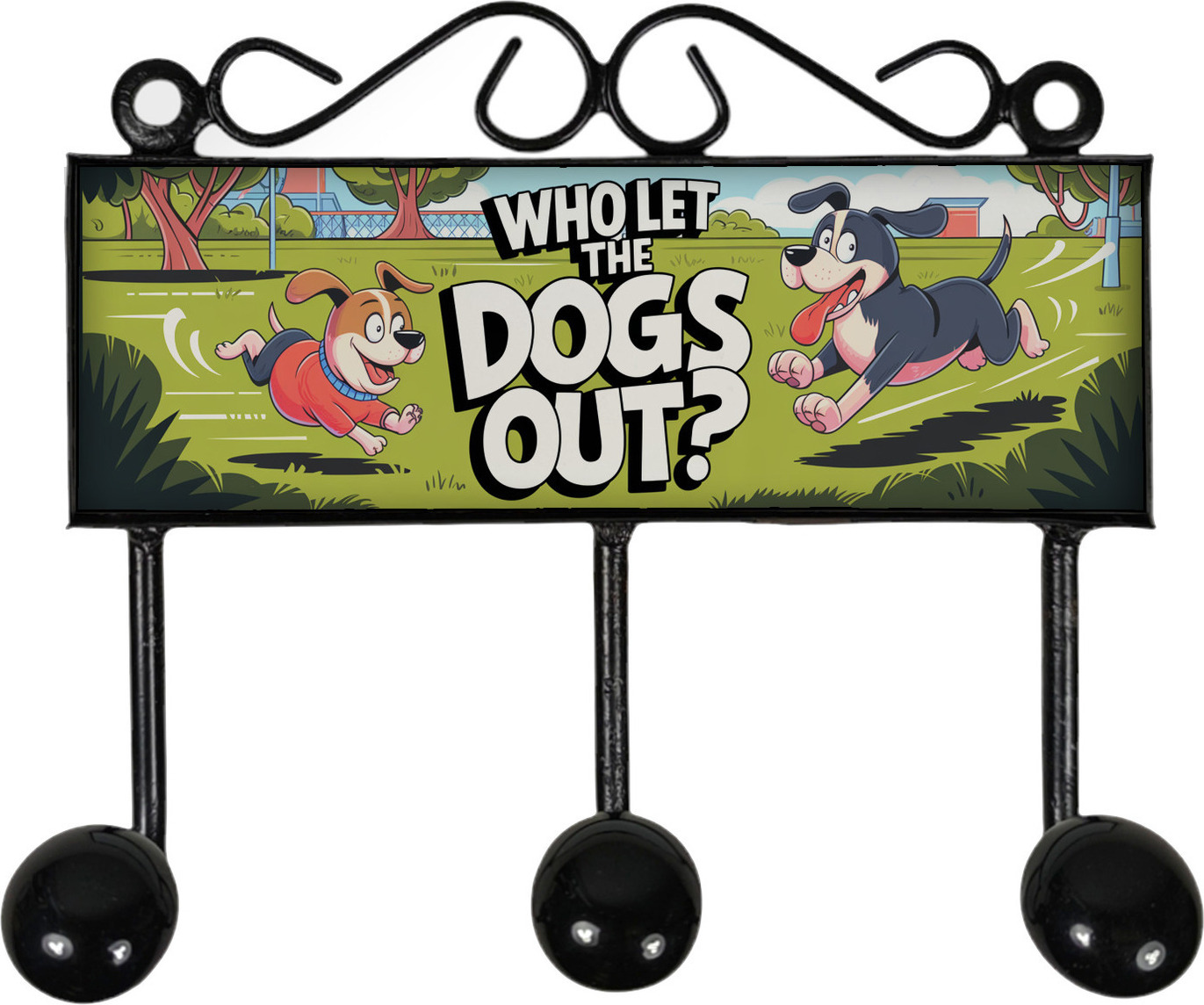 speecheese Who let the Dogs out? Kleiderhaken Leiste mit 3 Haken für Hundebesitzer