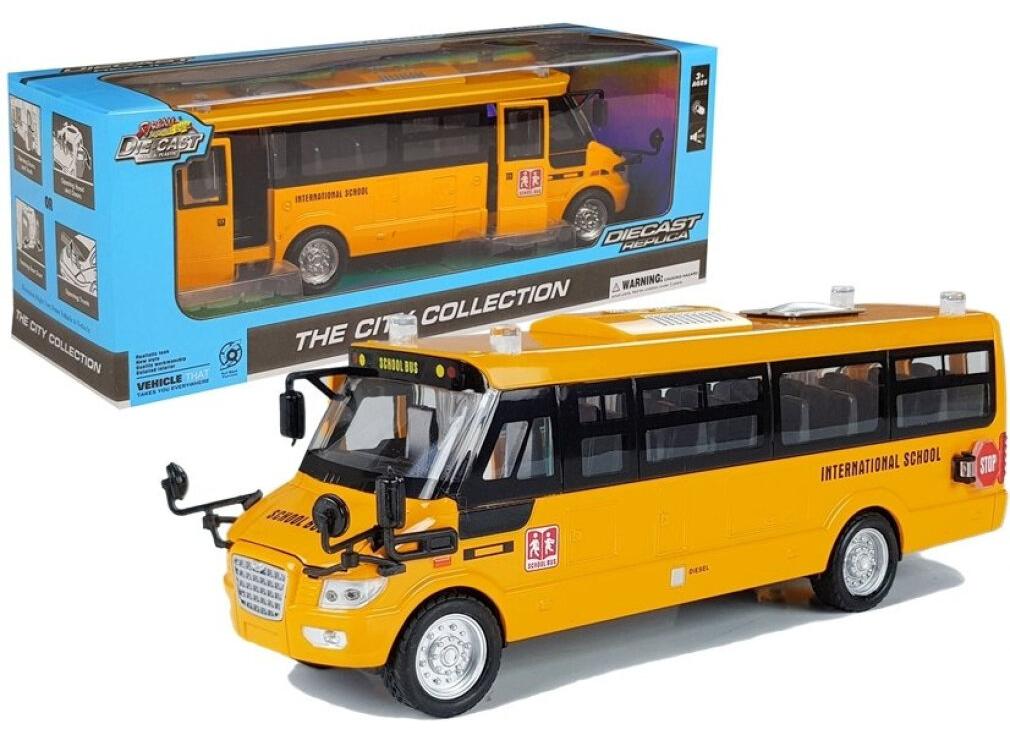 Leantoys Lean Toys Schulbus mit Reibungsantrieb aus Metall, Druckgussmodell LTY-4499-uniw