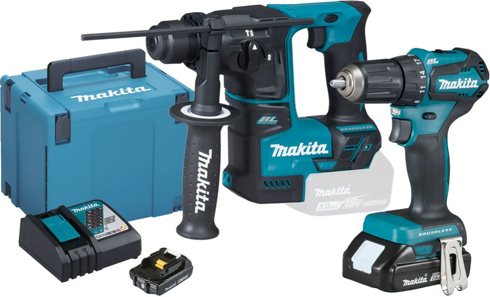 Makita DLX 2454 AJ batériová kombinovaná súprava stolárska DDF 483 akumulátorová vŕtačka + DHR 171 akumulátorové vŕtacie kladivo + 2x akumulátor 2,0 Ah + nabíjačka + Makpac