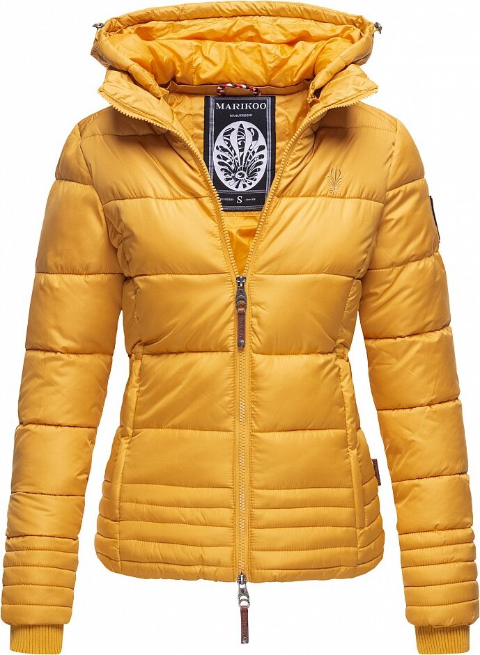 Marikoo Sole Damen Steppjacke mit Kapuze Herbst Jacke Winterjacke Gelb Gr. 36 - S