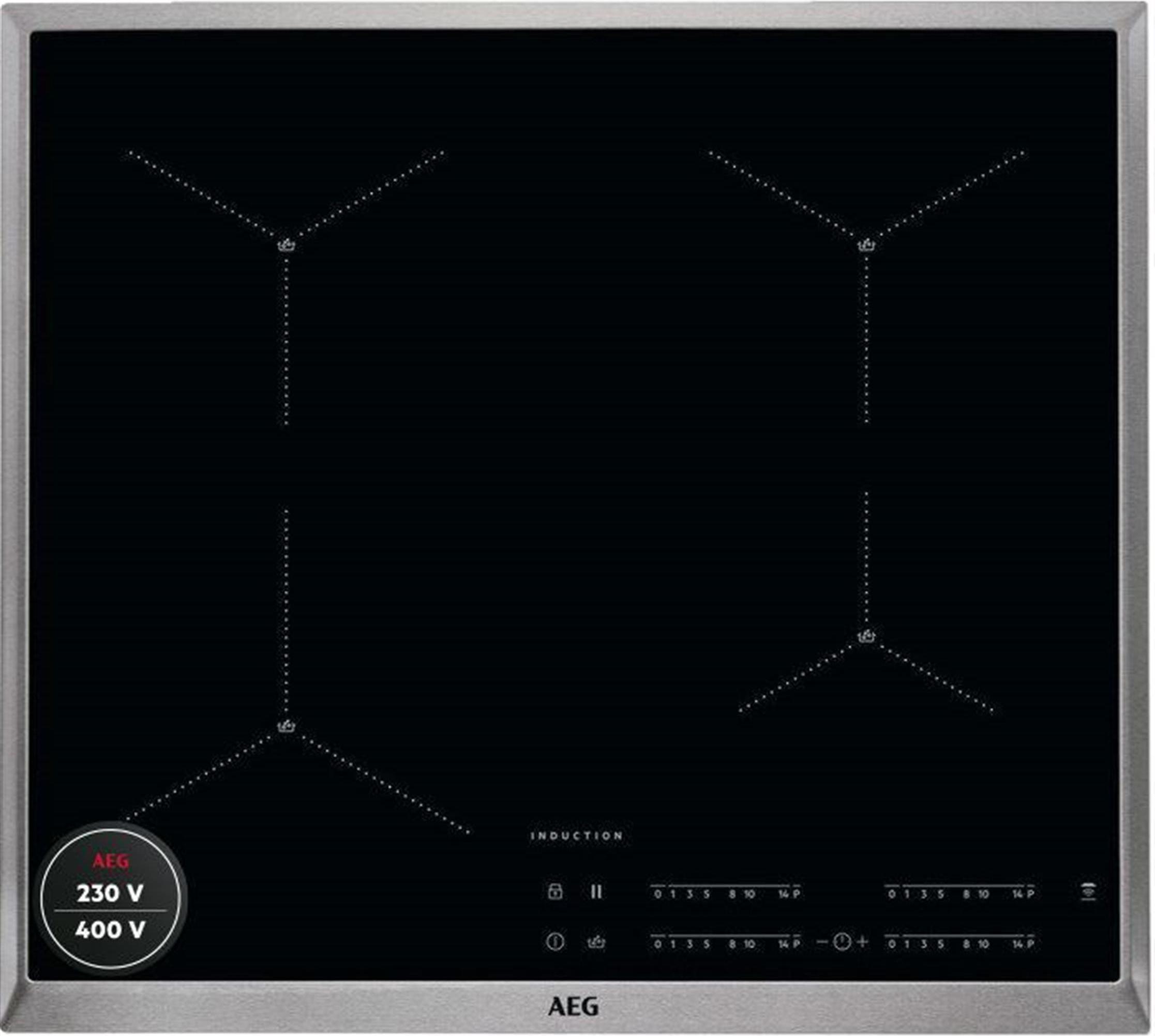 AEG IAE64413XB, Čierna, Vstavaný, 60 cm, Indukčná varná doska so zónami, Sklo, 4 zone(s)
