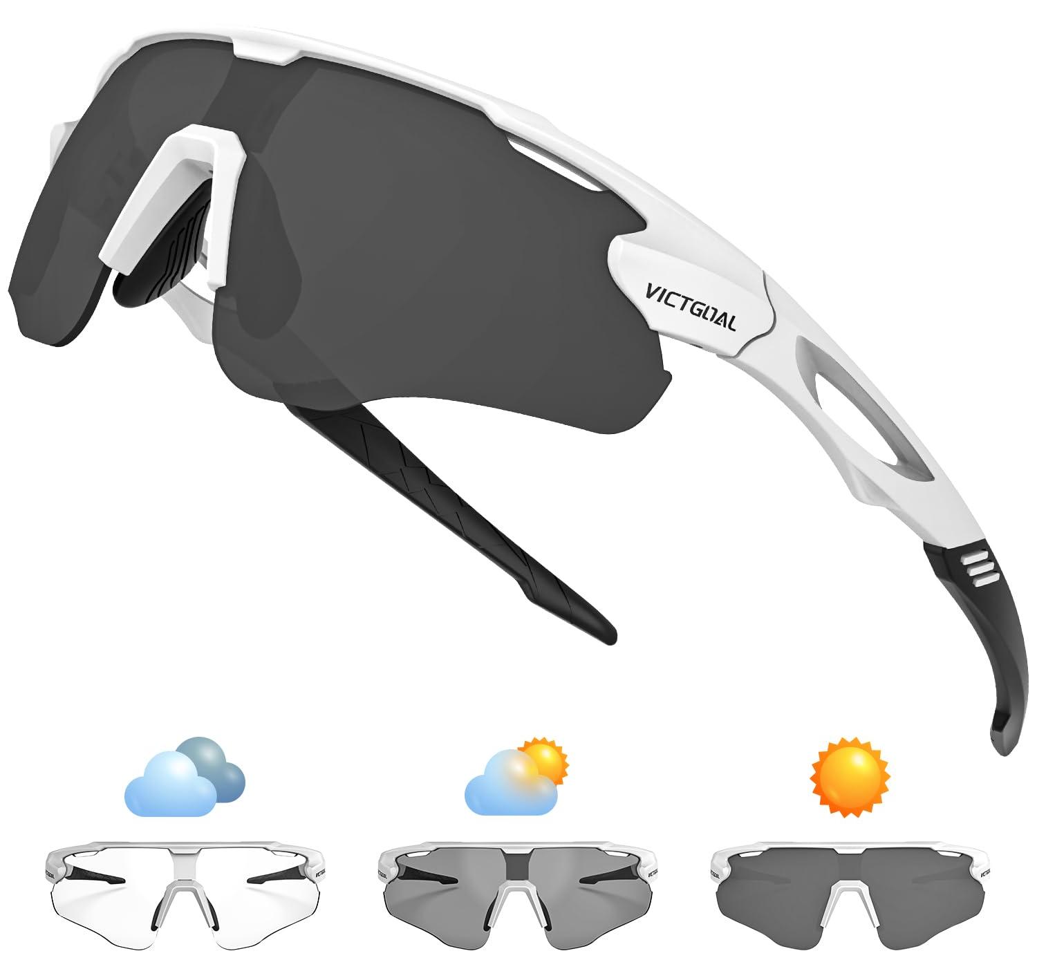 Victgoal Fahrradbrille Herren Damen Selbsttönend, TR90 Rahmen, UV400 Schutz
