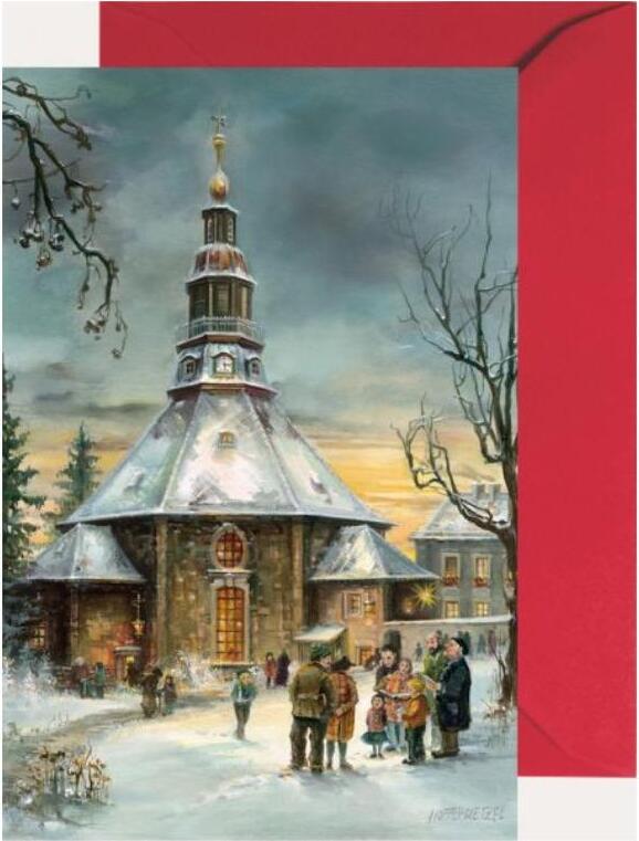 Mini adventný kalendár Kostol v Seiffen – drevené umenie z Krušných hôr