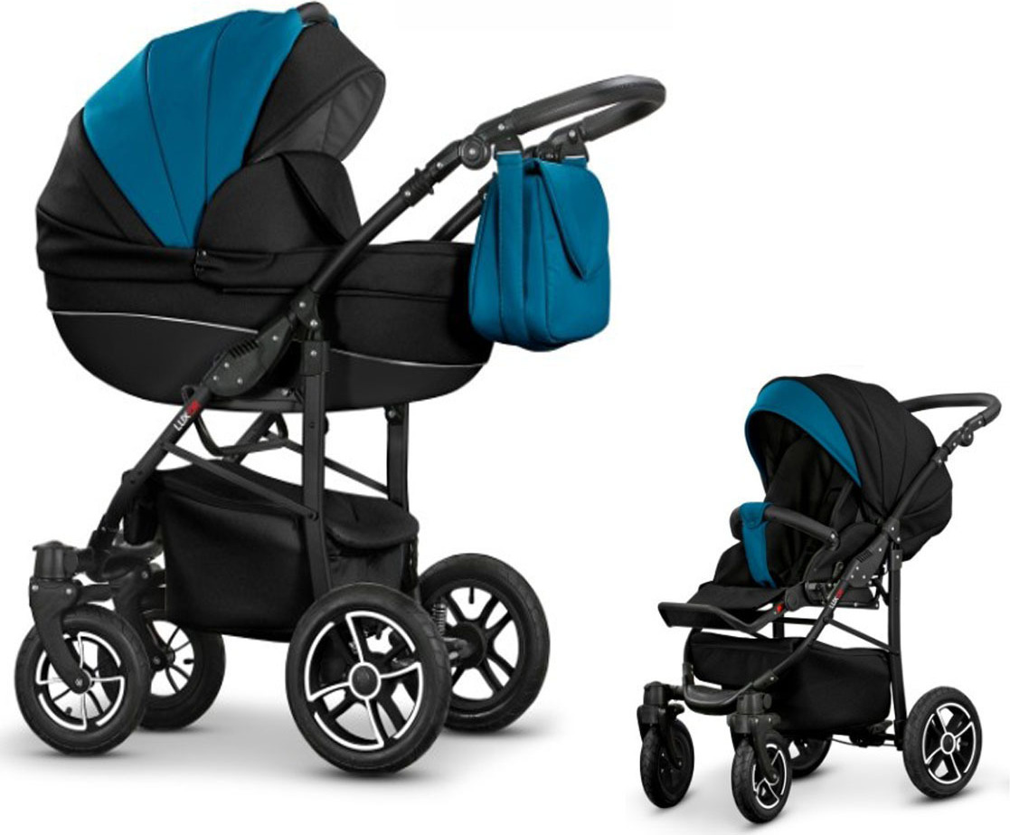 Kinderwagen-Set Craft Eco 2 in 1 in Schwarz-Petrol - 13 Teile - in 16 Farben erhältlich