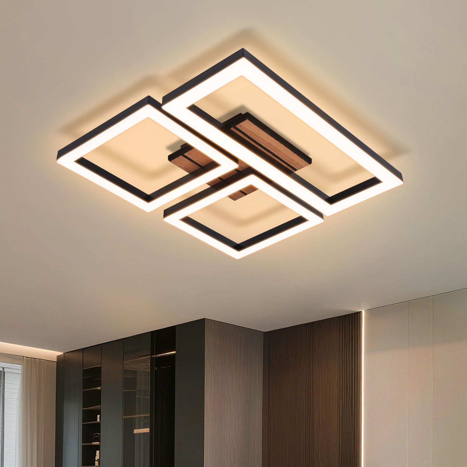 LED Wohn Ess Schlaf Zimmer Beleuchtung Decken Lampe Leuchte dimmbar Holz/schwarz LED Wohn Ess Schlaf Zimmer Beleuchtung Decken Lampe Leuchte dimmbar Holz/schwarz