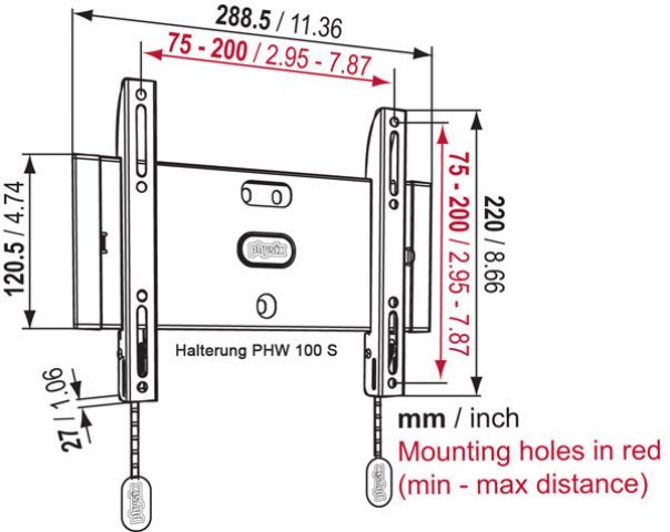 Vogel`s PHYSIX BY VOGEL'S - PHYSIX LCD SUPPORT SUPER FLAT S 19-26 "Zoll - PHW100S
