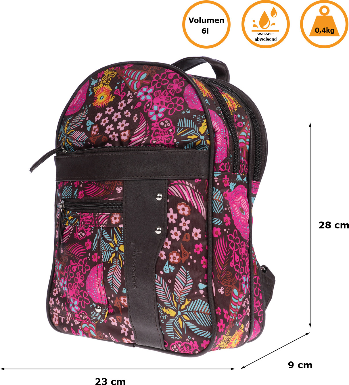 Christian Wippermann kleiner Damen Herren Rucksack City Bag Plane Tasche Bag Braun