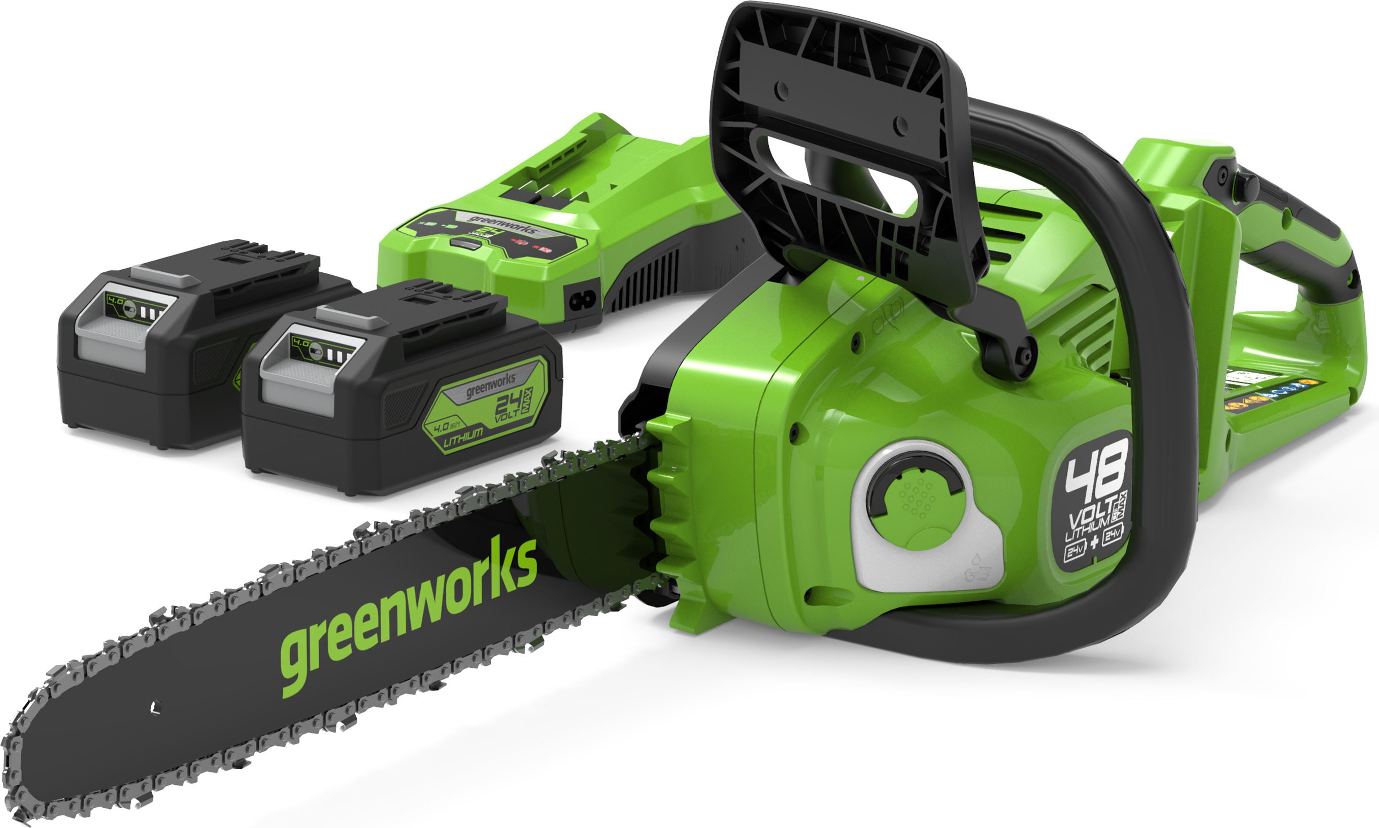 Greenworks GD24X2CS36K4X Akku-Kettensäge, 36 cm Schwertlänge