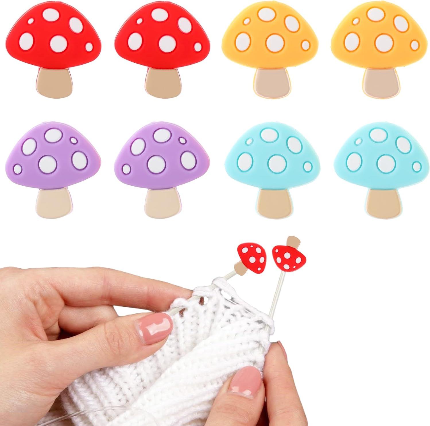 Markenlos 8-teilige Silikon-Nadelstopper, Stopper für Stricknadeln, Pilz-Stricknadeln, Punkteschutz, Strickzubehör für Häkelschutz