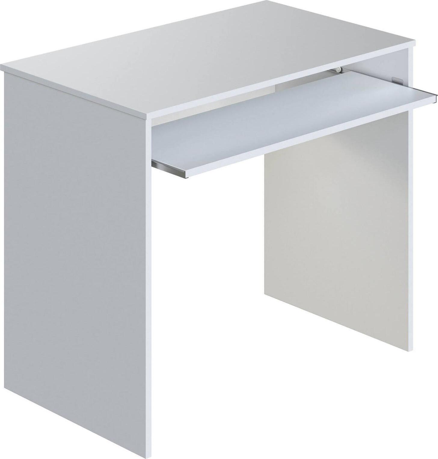 Dmora Dayton Schreibtisch, Bürotisch mit Regal, Studiertisch mit PC-Halterung für Büro oder Schlafzimmer, Studiertisch, cm 90x54h79, Weiß