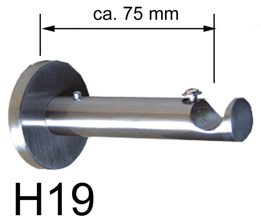 BASIT® Träger 19mm Gardinenstange Edelstahl look o. Trägerverlängerung H19 H29 H18 D28 AT2294005