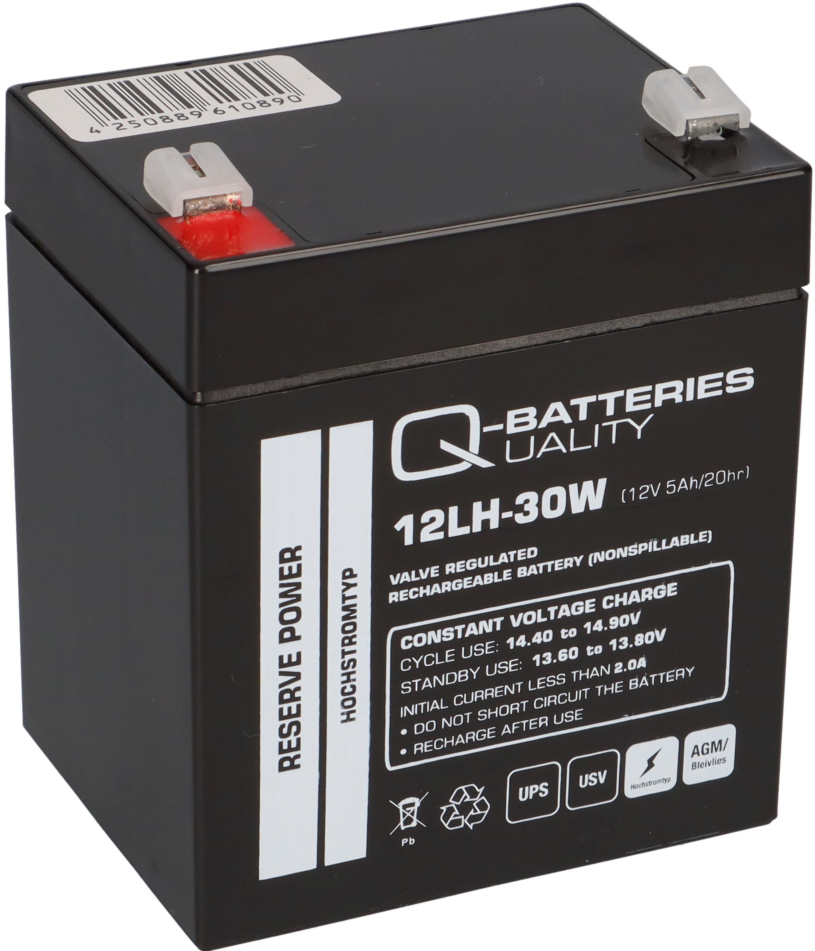Q-Batteries 12LH-30W 12 V 5 Ah / 30 W AGM Hochstrom-USV-Akku 3127