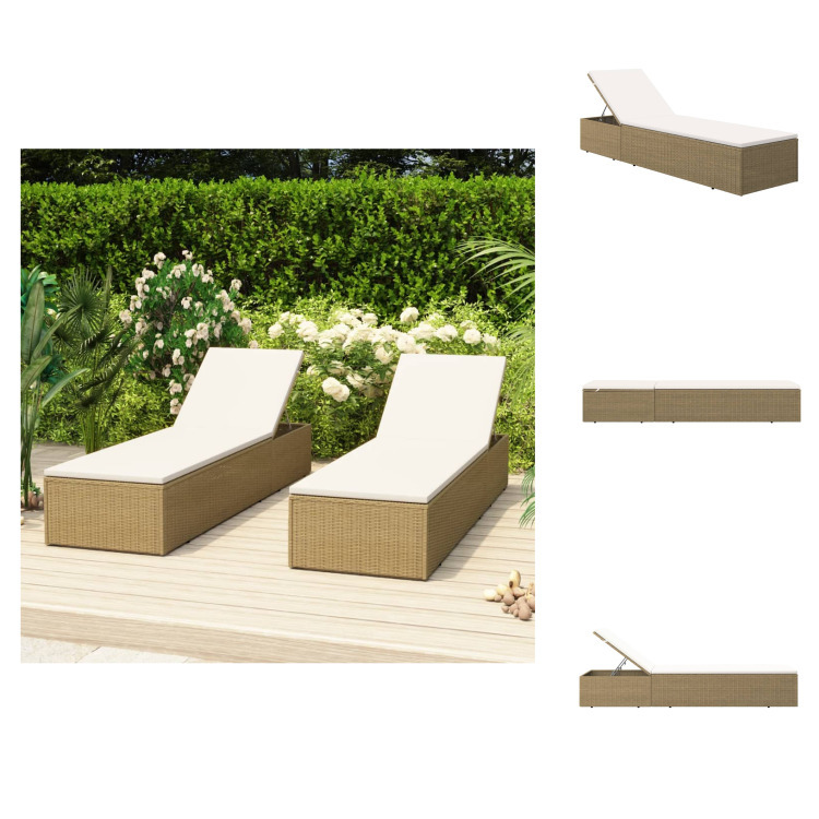 vidaXL Lehátko polyratanové hnedé a krémové biele - Lehátka