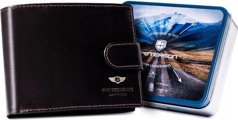 Große Herren-Geldbörse aus Leder mit Druckknopfverschluss - Peterson