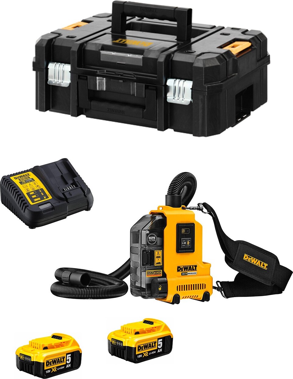 Staubsauger DeWALT DWH161P2T (2 x 5,0 Ah + DCB115 + TSTAK II)