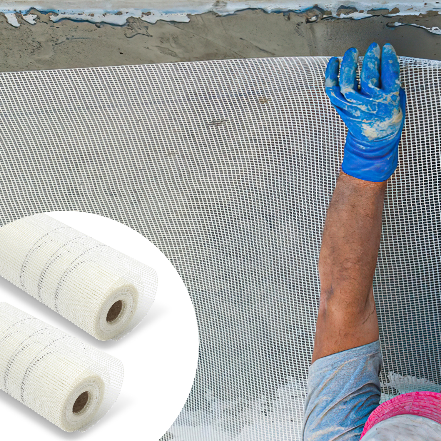 Jayseuw 100m² Armierungsgewebe Putzgewebe (1m x 50m) Gewebe Putz Gittergewebe 160g/m² Glasfasergewebe 4mm x 4mm Glasfaser Fassade Weiß RL-HG10491-2-EO