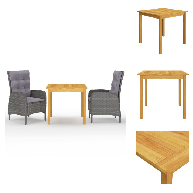 vidaXL 3-dielny záhradný jedálenský set sivý - Záhradné nábytkové zostavy