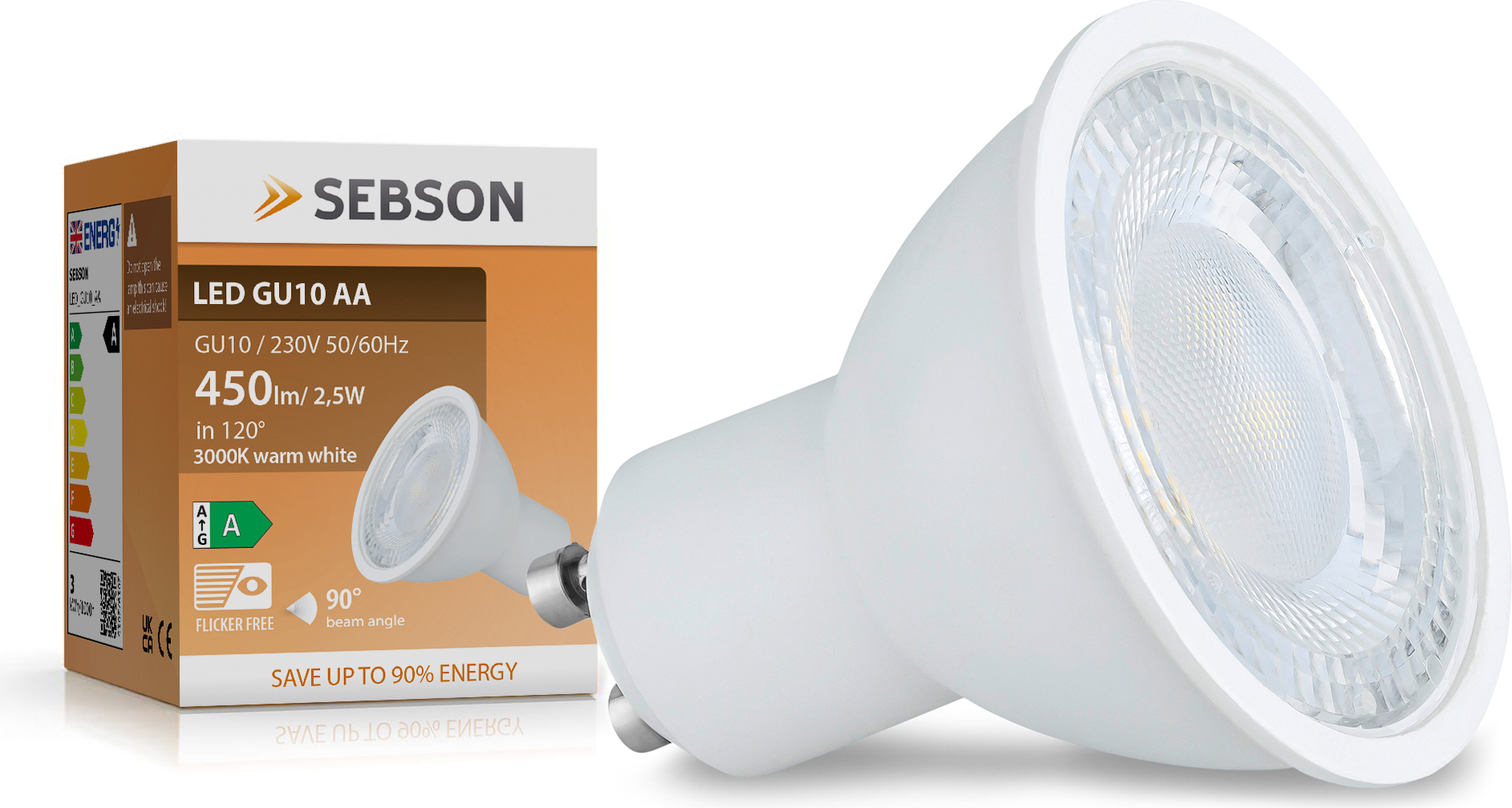 LED Lampe GU10 warmweiss 2,5W / 50W Leuchtmittel Strahler Spot 230V 450lm SEBSON LED_GU10_AA