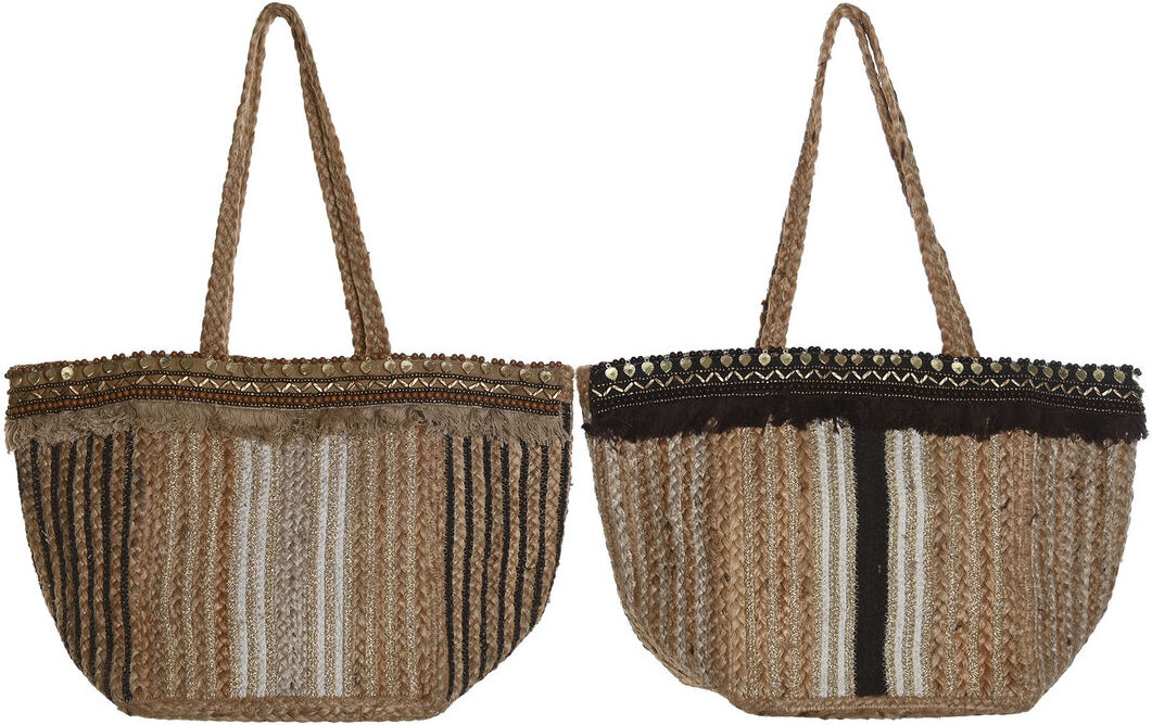 Damen Handtasche DKD Home Decor Braun Creme 50 x 23 x 33 cm (2 Stück)