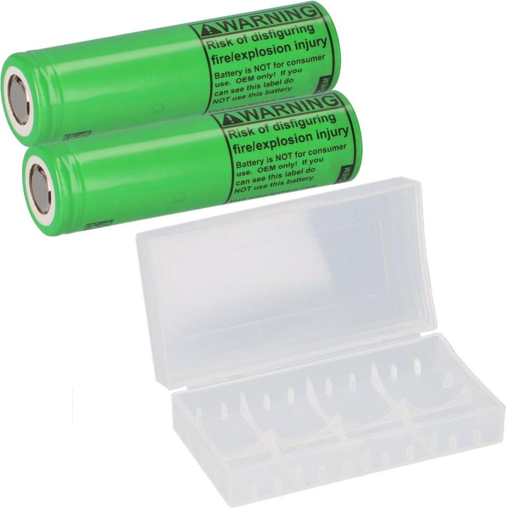 Akkuman 2x LG INR18650-MJ1 3,7V 3500mAh 10A unprotected flat Top + Akkubox