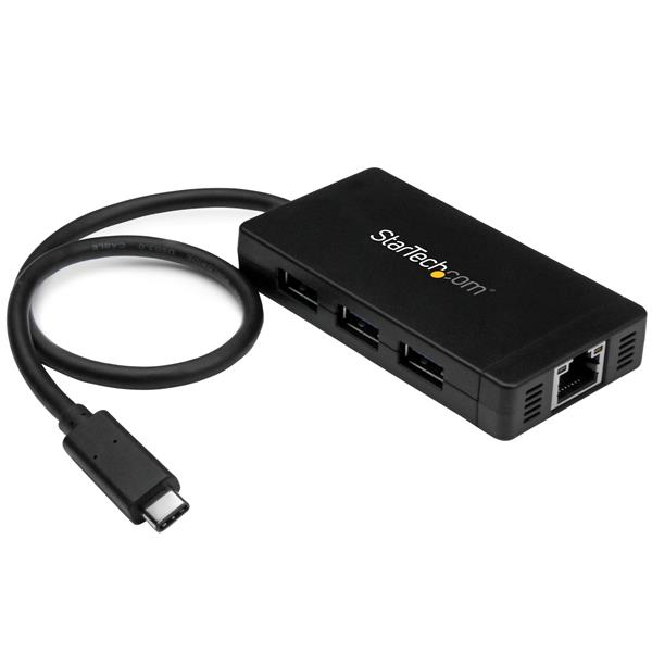 StarTech.com 3-portový rozbočovač USB 3.0 s USB-C a gigabitovým Ethernetom - vrátane siete