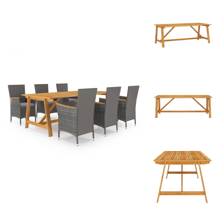 vidaXL 7-dielny záhradný jedálenský set sivý - Záhradné nábytkové zostavy