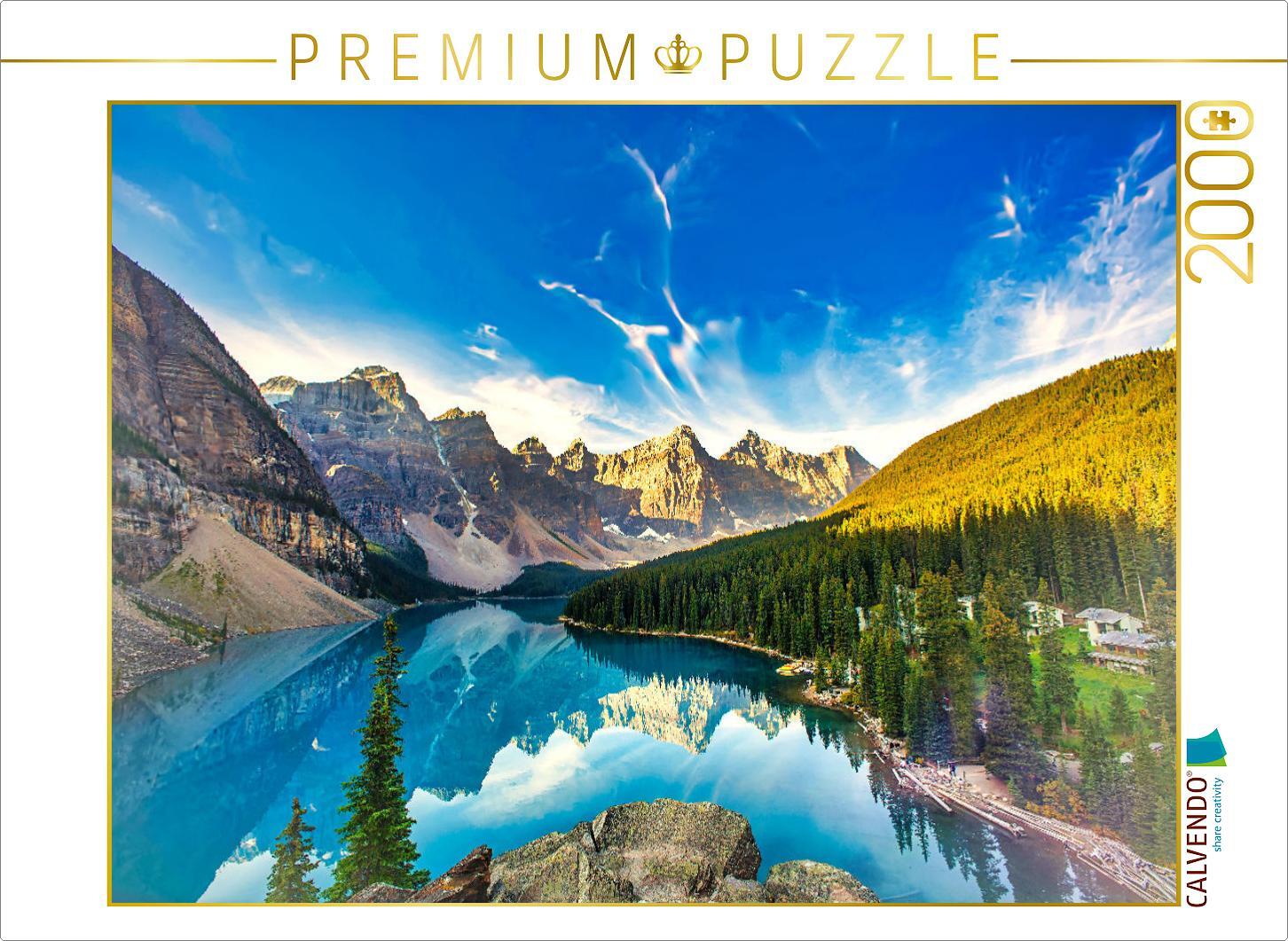 CALVENDO Puzzle Der See liegt im Valley of the Ten Peaks, in einem Tal auf einer Höhe von 1.884 m über dem Meeresspiegel. | 2000 Teile Lege-Größe 90x67cm Foto-Puzzle für glückliche Stunden