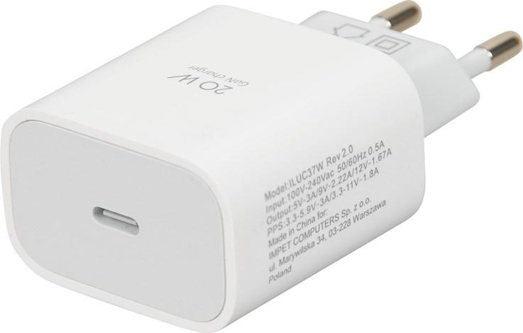 Cestovná nabíjačka I-BOX C-37 PD20W, biela