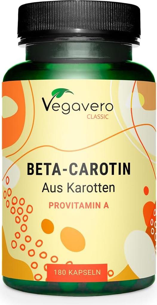 Vegavero Beta Carotin | 180 Kapseln | mit 7 mg Beta Carotin pro Kapsel aus 140 mg Karotten-Extrakt | vegan X000PQUNB3
