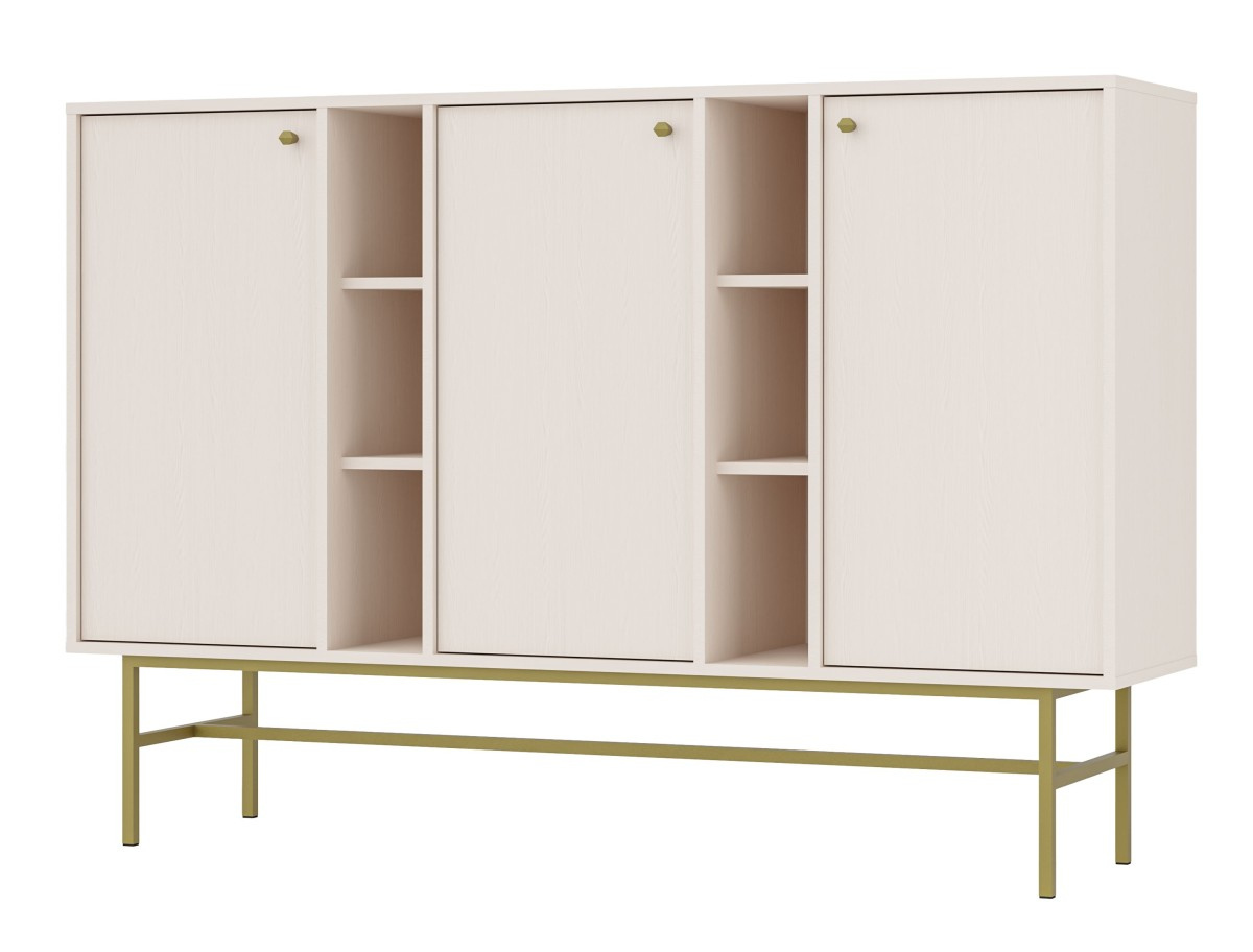 VENETI Breite Kommode IROS 3 - beige/gold 041-10-00158