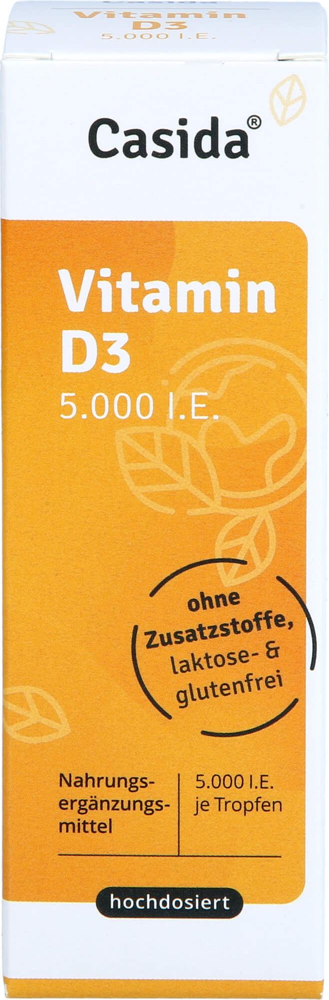 Casida Vitamin D3 Tropfen Vital 5000 I.E. unterstützt das Immunsystem, 50 ml Lösung 16672032
