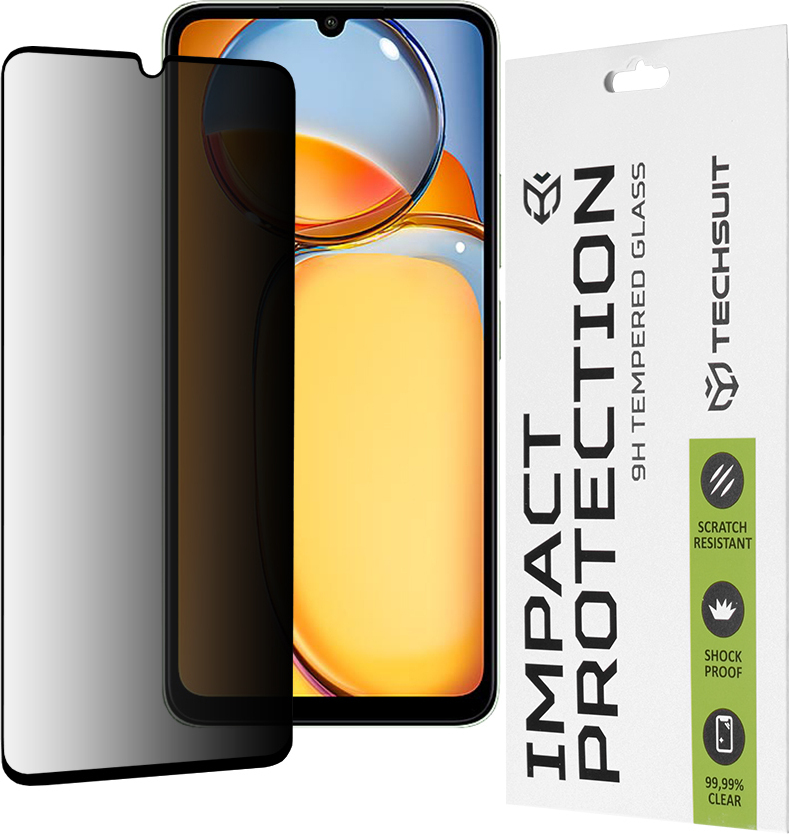 Techsuit Privacy Full Cover Impact Protection Screen Protector pre Xiaomi Redmi 13C 4G/5G / Xiaomi Poco C65 - Black