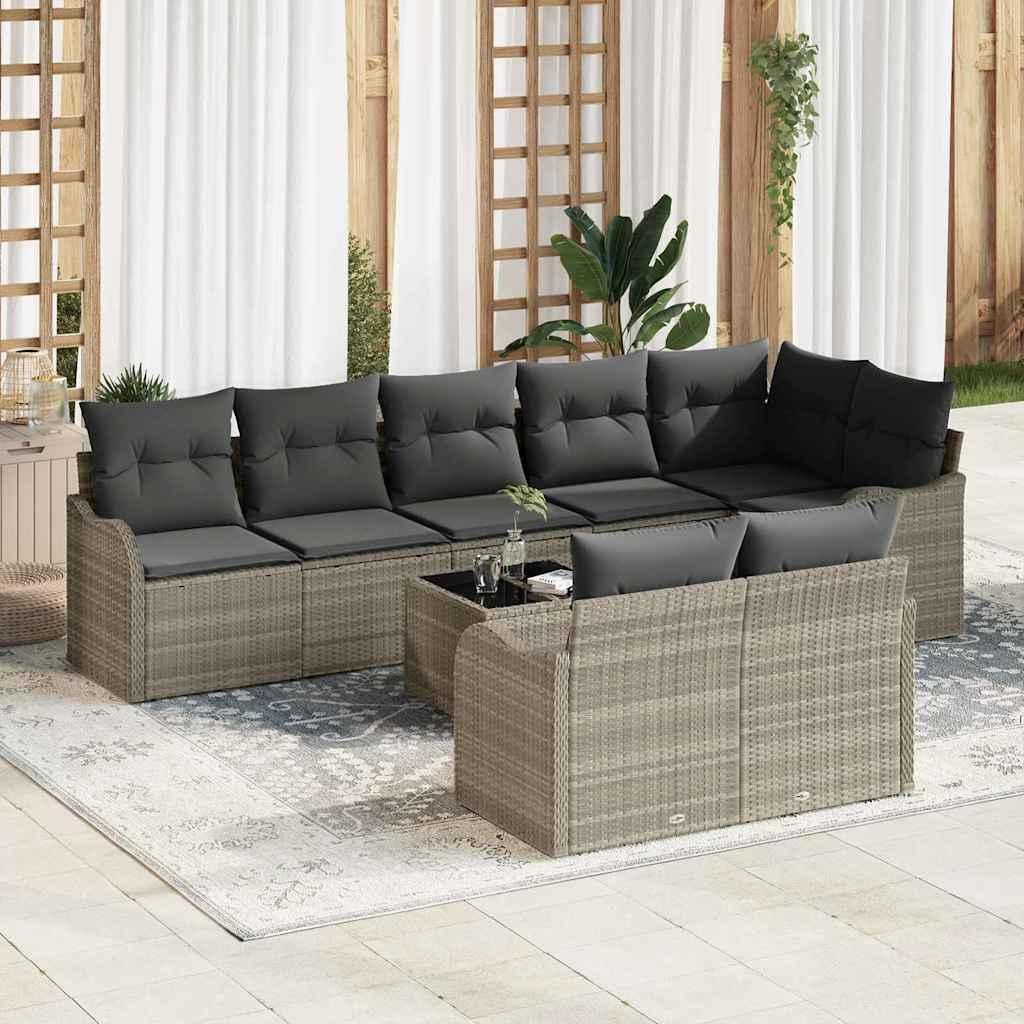 Design New Gartenmöbel Set Balkonmöbel-Set Garten-Sofa-Set mit Kissen 9 pcs Hellgrau Poly Rattan - Gartenmöbelgarnituren Möbel2025 CHY8061554 4parcel Image