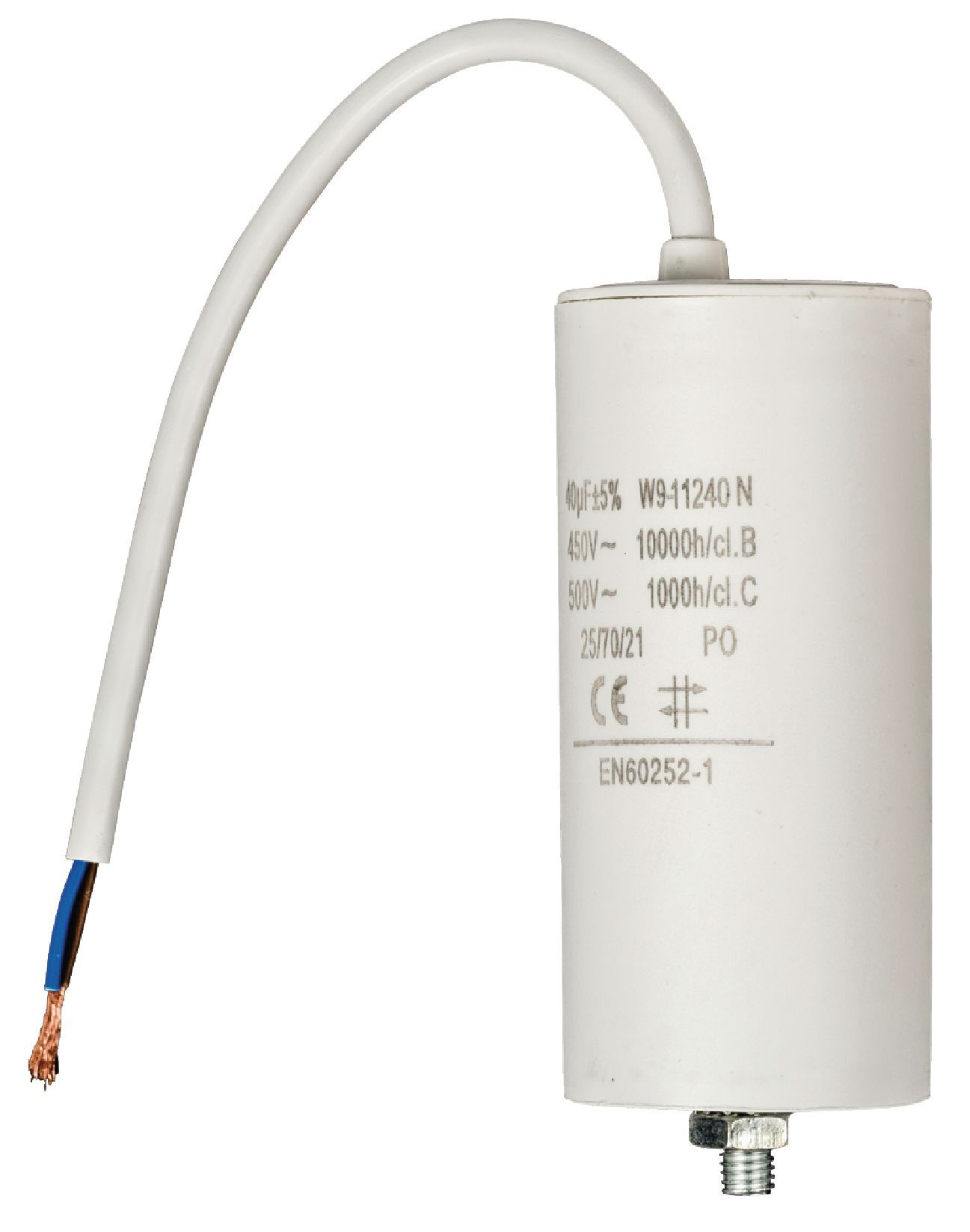 daniplus Kondensator Motorkondensator Anlaufkondensator Arbeitskondensator mit Kabel 450V 40 µF