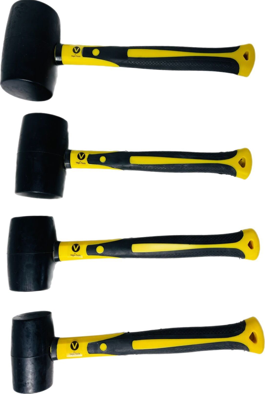 Vago-Tools Gummihammer Schonhammer Hammer 370/500/700/1200g Hämmer 4 tlg Set 233-330/350/370/390 je 1_trv
