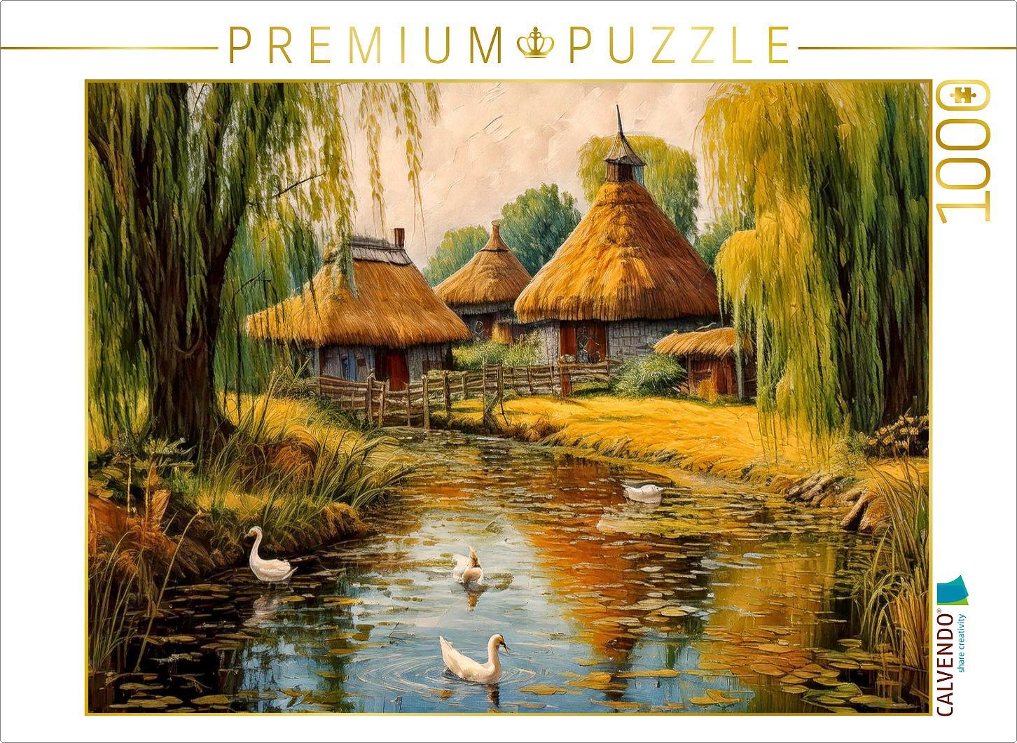 CALVENDO Puzzle Pusztadorf in der Ebene | 1000 Teile Lege-Größe 64x48cm Foto-Puzzle für glückliche Stunden