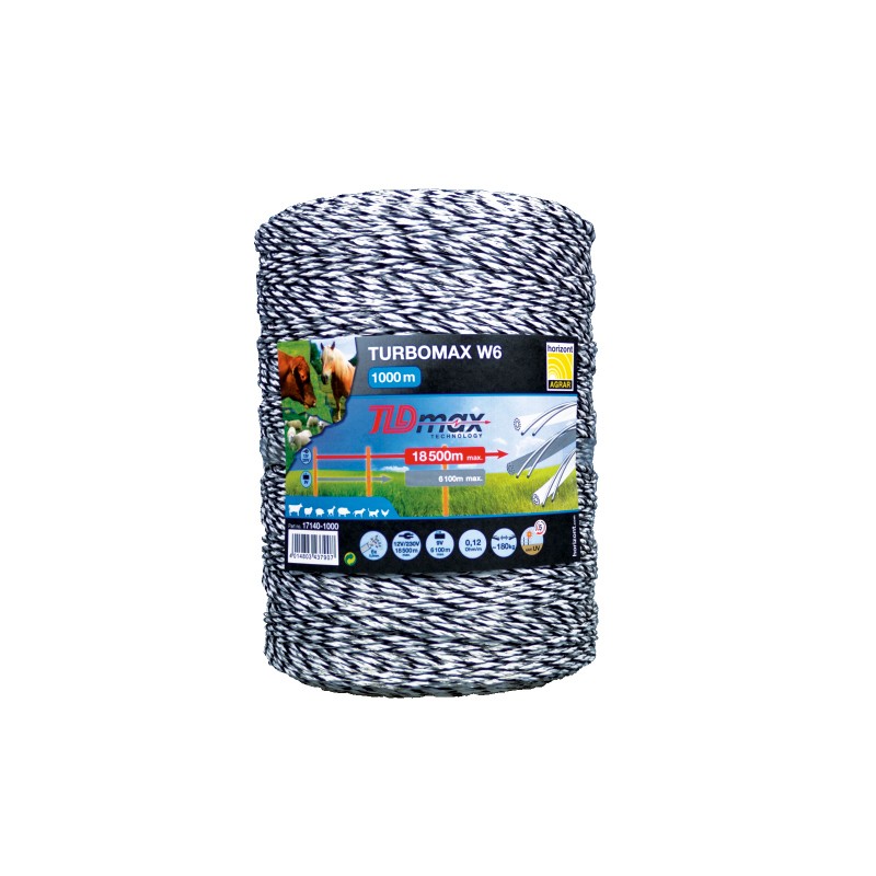 horizont TURBOMAX Litze, 6 Leiter | Weidezaunlitze, Leitermaterial | Spulenlänge: 1000 m 17140-1000