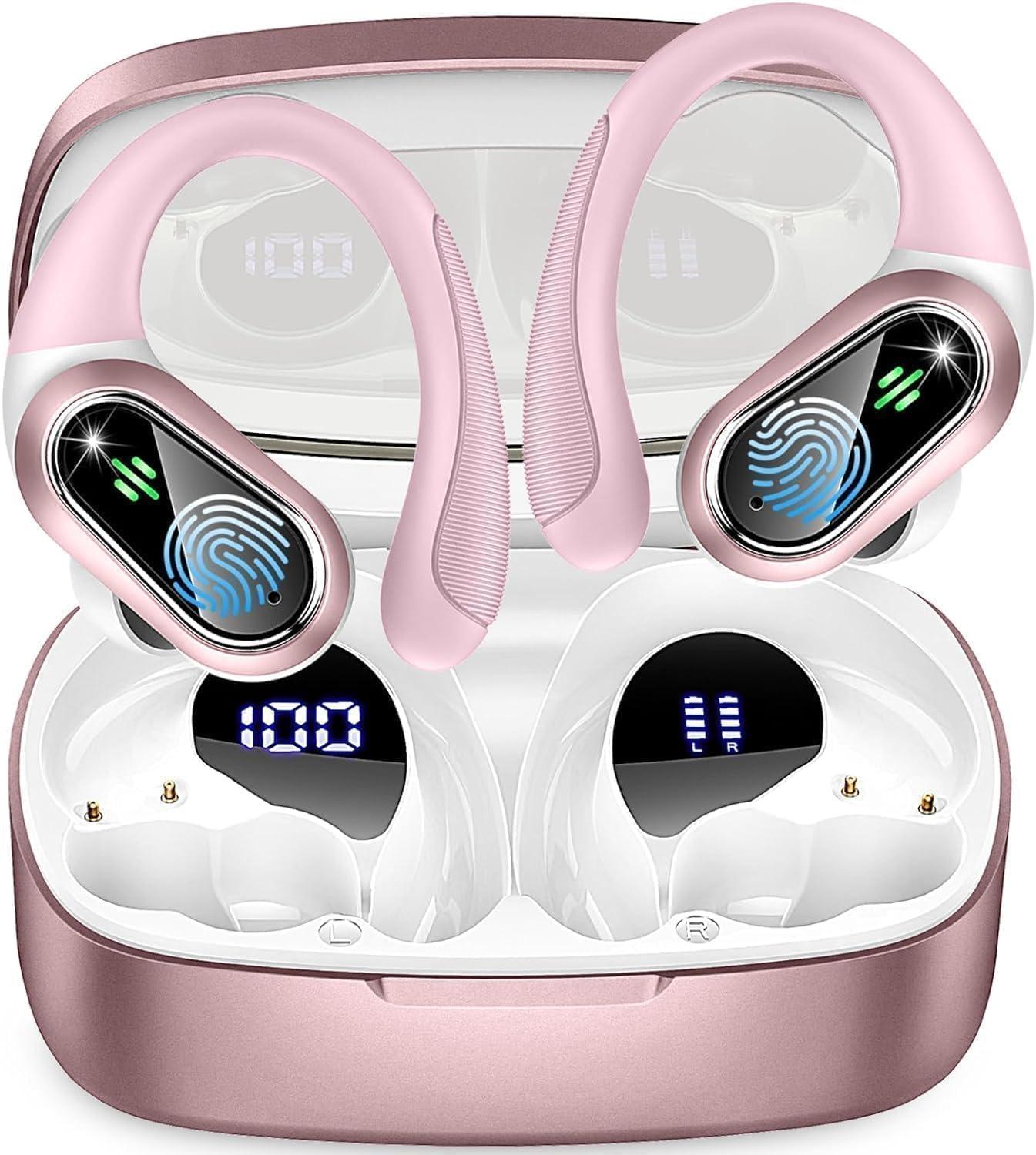 Poounur In Ear Kopfhörer Kabellos Bluetooth 5.3 mit HD Mic, Herausragender Sound, 40 Std Spielzeit,Herausragender Sound & HD-Mikrofon Sporttaugliches Design