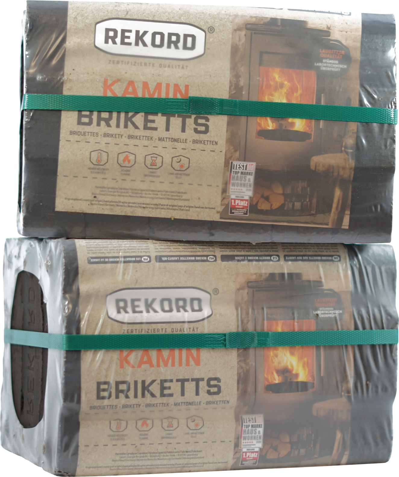 200 kg REKORD Braunkohle Briketts Kohle Brennstoff für Ofen & Kamin - 20 x 10 kg BK999689