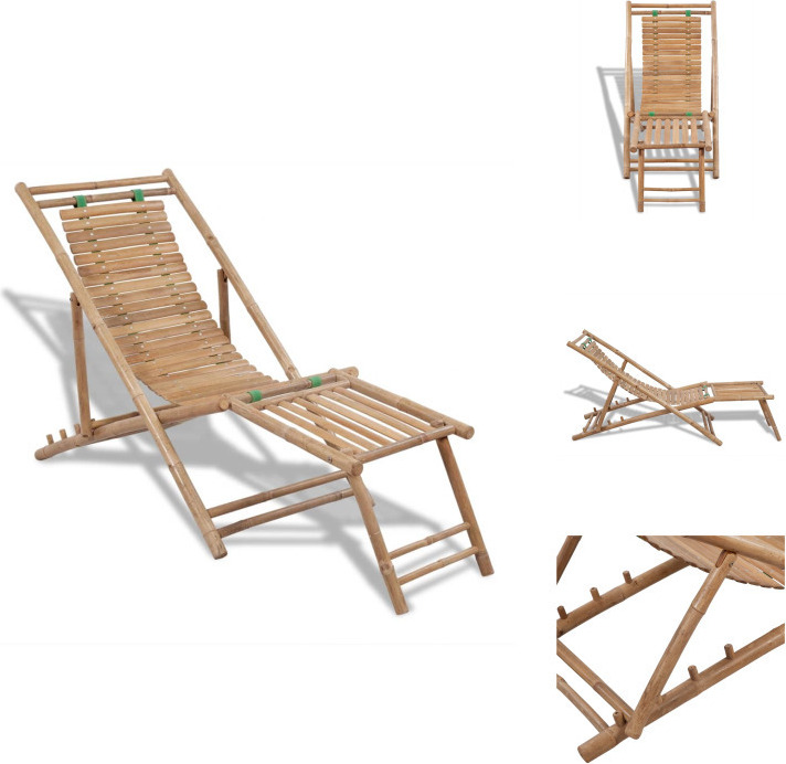 vidaXL Záhradné lehátko s bambusovou podnožkou - Lehátka