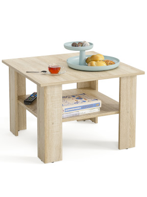 KOMTO Couchtisch Vienna Wohnzimmertisch Modern Couchtisch Holz Beistelltisch Coffee Table Tisch Wohnzimmer Sofatisch Stubentisch 60x60 Sonoma