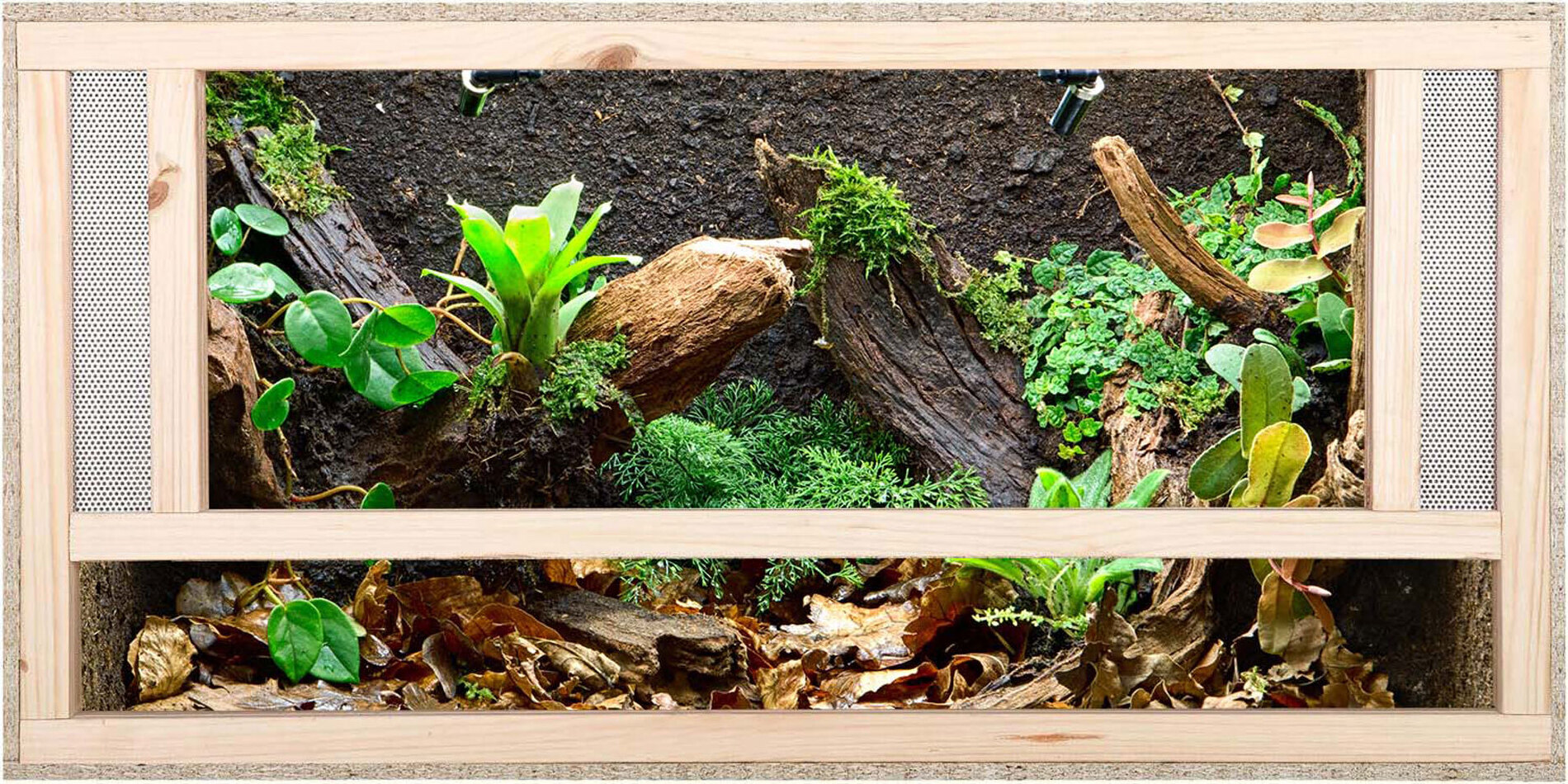 IDMarket - Terrario de madera OSB para reptiles y batracianos aireaciones laterales 115 cm