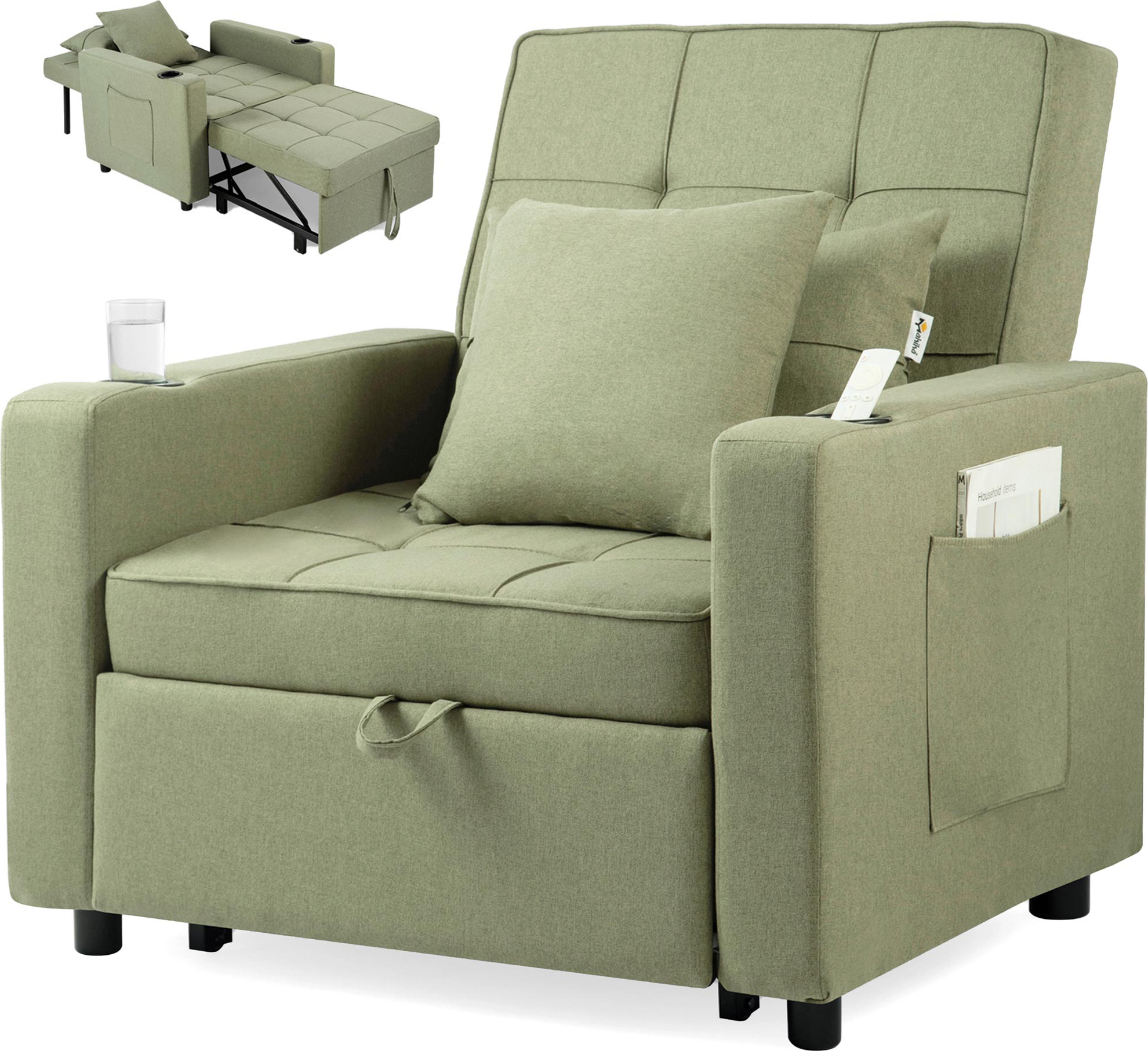 Makika Schlafsessel Schlafstuhl Tommy klappbar in Grün 49810052