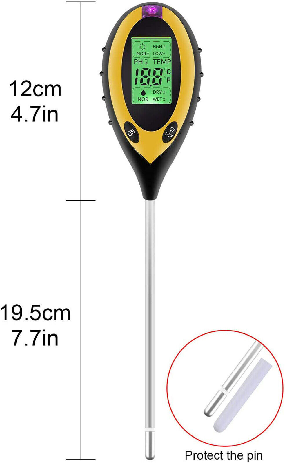 AKIS 2 Pcs PH Tester 4 in 1 Bodentester Bodenmessgerät PH-Wert Temperatur Boden Tester