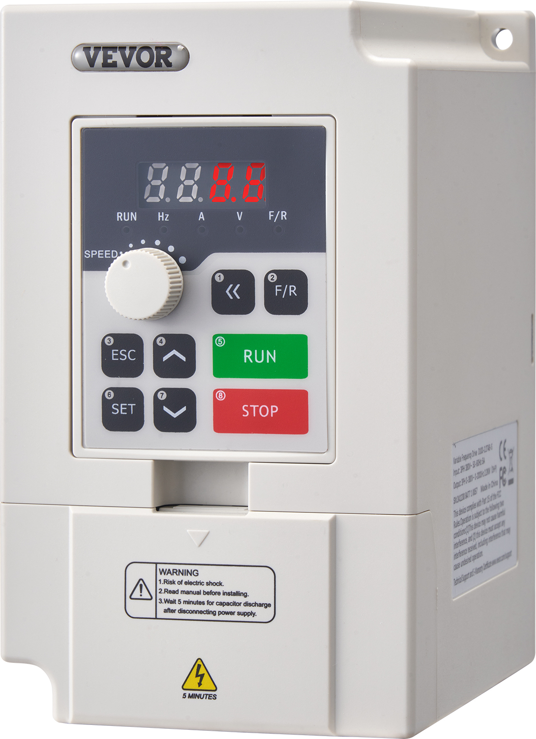 VEVOR Frequenzumrichter VFD 3 PS, 2,2 kW, 5 A, 3-Phasen-Wechselstrom, 380 V Eingang auf 3-Phasen-Wechselstrom, 0 – 380 V Ausgang, Frequenzumwandler, 50/60 Hz Eingang, 0 – 2000 Hz Ausgang