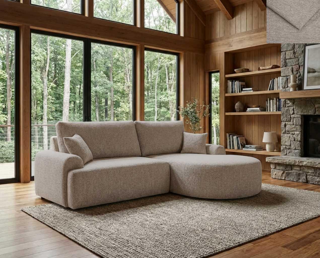 Ecksofa TERACINA Nordelo mit Schlaffunktion und Bettkasten Universal L/R 246 cm Stoff GLOW 4 HELLBRAUN ECKC-TERAC-GLOW-4