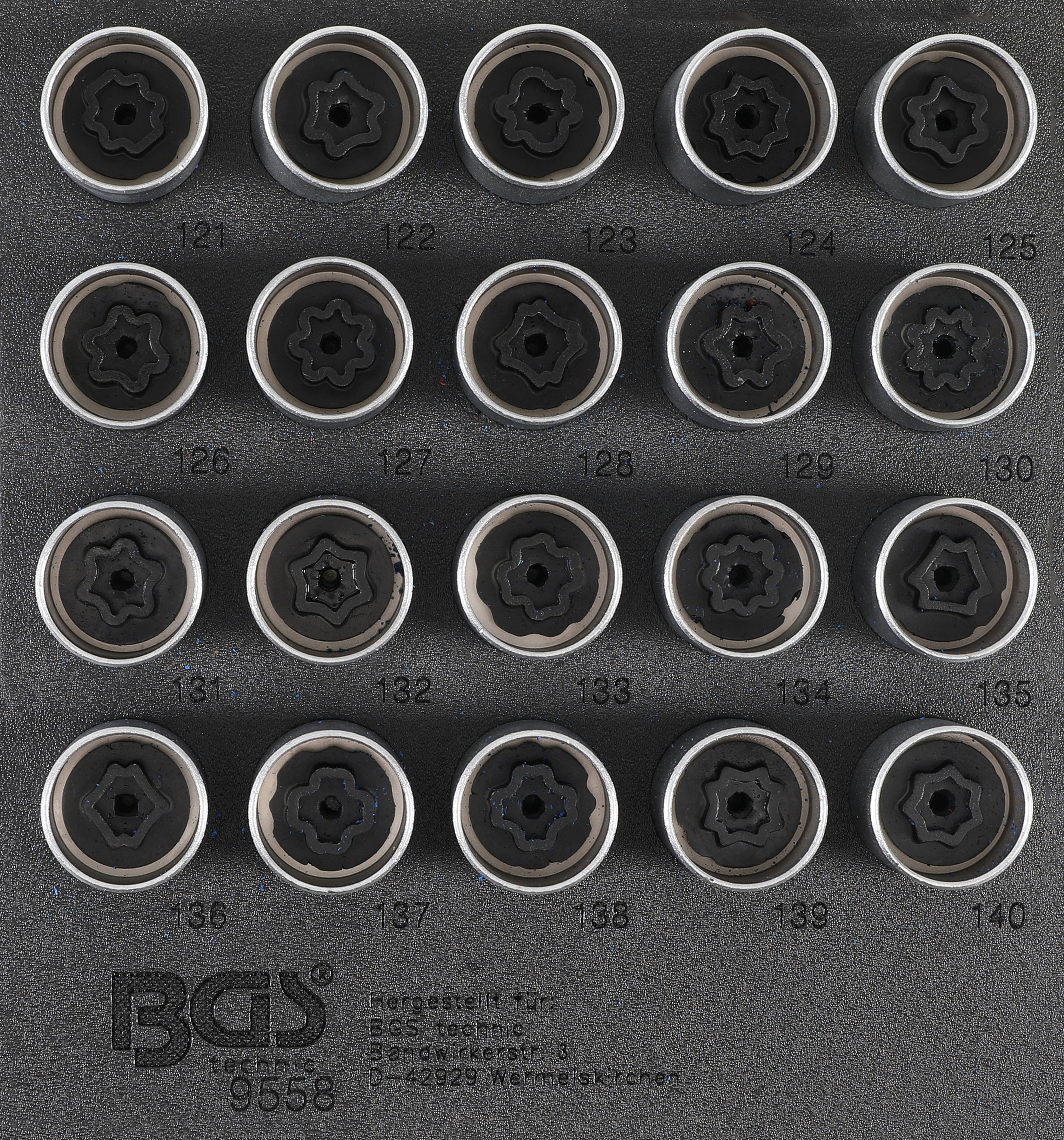BGS technic Tool Tray 1/6: Rim Lock Socket Set for Opel / Vauxhall (Version C), 2520 mm, 2,52 kg 9558
